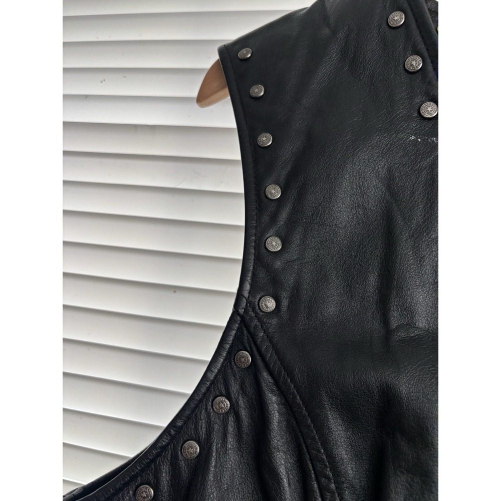 Harley-Davidson Women's 1W Leather Motorcycle Vest Studded Zip Black Biker - Picture 4 of 15